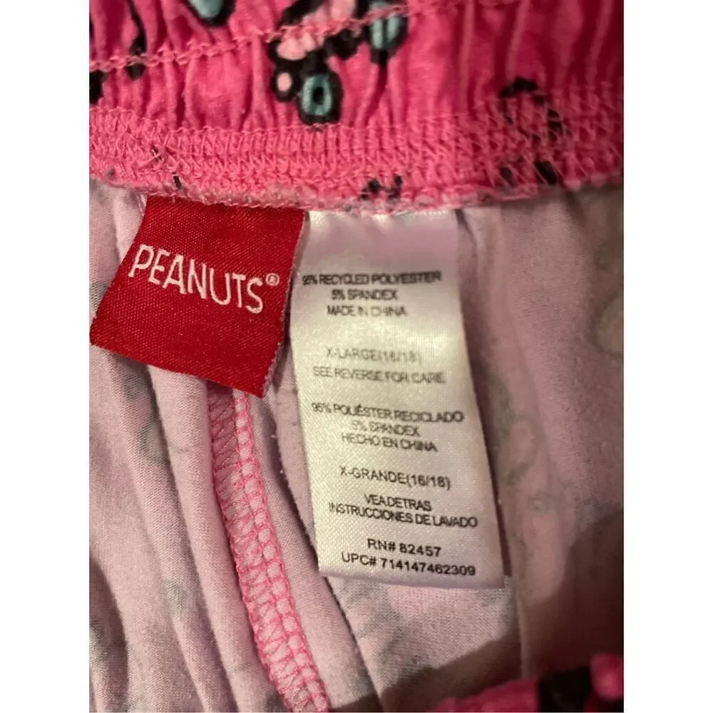 Peanuts Youth Pajama Pants Jogger Style Snoopy Pink XL (Youth 16-18)